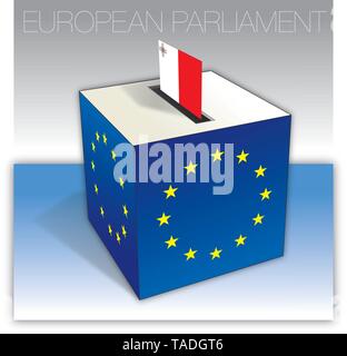 Malta voting box, European parliament elections, flag and national symbols, vector illustration Stock Vector