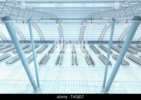 3D Rendered Illustration, Architecture visualization of an airport Stock Photo