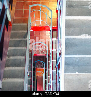 Spiral staircase, emergency exit, at an office building in ...