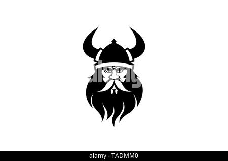 Creative Viking Head Logo Vector Design Icon Symbol Illustration Stock Vector