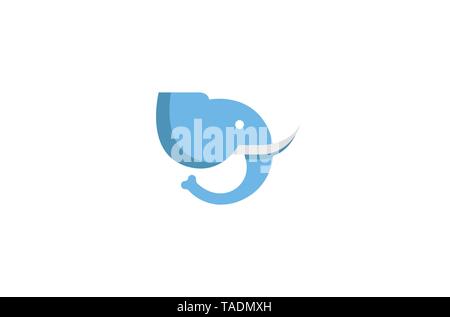 Creative Blue Elephant Head Logo Vector Design Icon Symbol Illustration Stock Vector