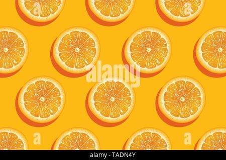 Slices of fresh orange summer background. Stock Vector