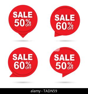 Sale circle banner red paper abstract background. Use for tag, discount stickers, promotion, labels, special offers. Stock Vector