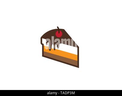 Creative Slice of Cake Logo Vector Design Icon Symbol Illustration Stock Vector
