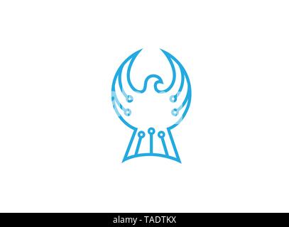 Creative Bird Eagle Technology Logo Stock Vector