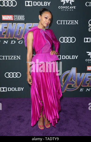 World premiere of Walt Disney Studios Motion Pictures 'Avengers: Endgame' - Arrivals  Featuring: Zoe Saldana Where: Los Angeles, California, United States When: 22 Apr 2019 Credit: Sheri Determan/WENN.com Stock Photo