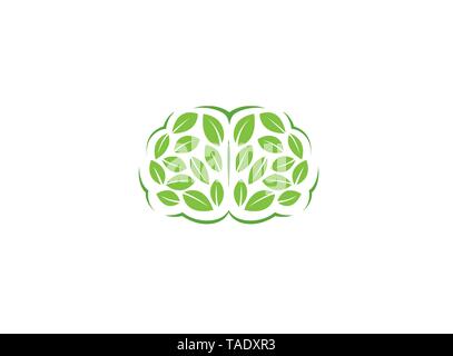 Creative Brain Leaves Logo Stock Vector