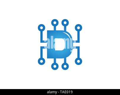 Creative D Letter Technology Logo Stock Vector