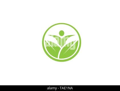 Creative Body Leaf Circle Logo Stock Vector