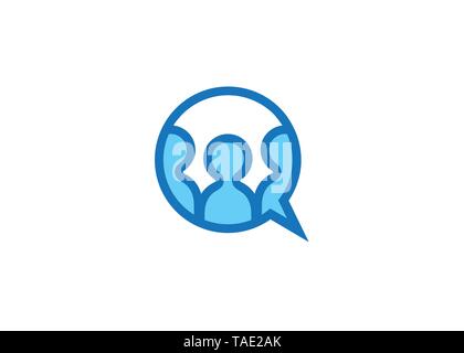 Creative Chat Bubble Circle People Logo Stock Vector