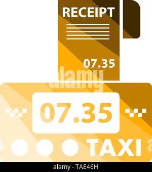 Taxi Meter With Receipt Icon. Flat Color Ladder Design. Vector Illustration. Stock Vector