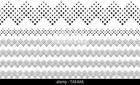 Repeating monochrome circle pattern page divider set Stock Vector