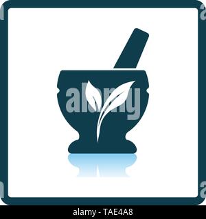 Spa Mortar Icon. Square Shadow Reflection Design. Vector Illustration. Stock Vector
