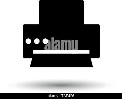 Printer Icon. Black on White Background With Shadow. Vector Illustration. Stock Vector