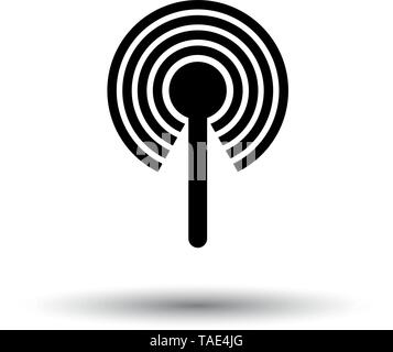 Radio Antenna Icon. Black on White Background With Shadow. Vector Illustration. Stock Vector