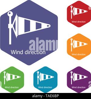 Wind direction icons vector hexahedron Stock Vector
