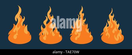 Bonfire icon set. Design element Stock Vector