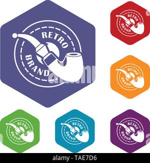 Retro brand icons vector hexahedron Stock Vector