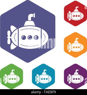 Big bathyscaphe icons vector hexahedron Stock Vector