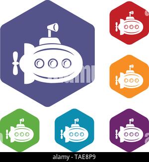 Bathyscaphe with horn icons vector hexahedron Stock Vector