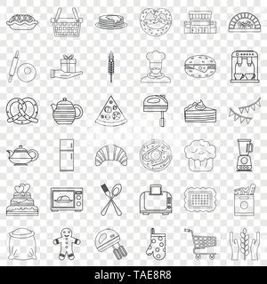 Kitchen food icons set, outline style Stock Vector