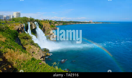 Lower Duden waterfall Antalya, Lara region. Panorama Stock Photo