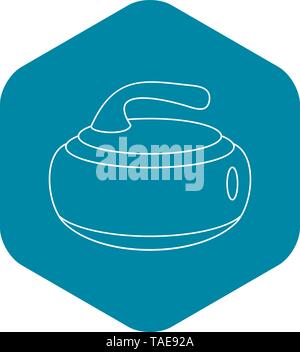 Stone for curling icon, outline style Stock Vector