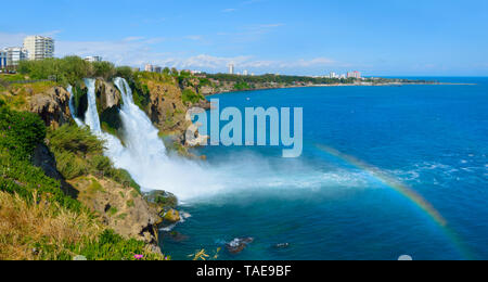 Lower Duden waterfall Antalya, Lara region. Panorama Stock Photo