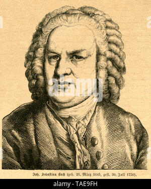 Europa, Deutschland, Sachsen, Leipzig, Johann Sebastian Bach, Illustration aus : ' Illustrirtes Konversations-Lexikon ' , vergleichendes Nachschlagebu Stock Photo