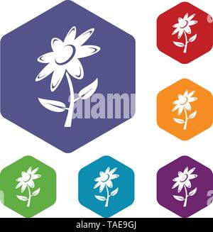 Flower icons vector hexahedron Stock Vector