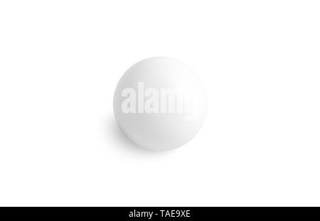 Blank white stress ball mockup top view, isolated, 3d rendering. Clear soft antistress sphere mock up template. Plane rubber bal hold in tension and w Stock Photo