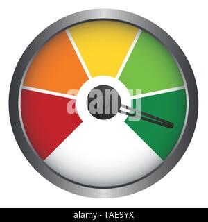 Set of Measuring Vector Icons - 5 Segments - Speedometer - Easy Normal Hard Stock Vector