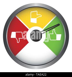 Measuring Segments- Speedometer - Easy Normal Hard Feedback Thumbs Up Down Stock Vector