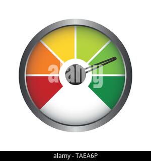 Set of Measuring Vector Icons - 6 Segments - Speedometer - Easy Normal Hard Stock Vector