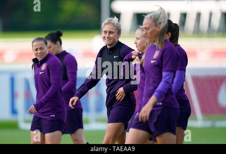 England's Steph Houghton (centre) during a training session at St George's Park, Burton. Stock Photo