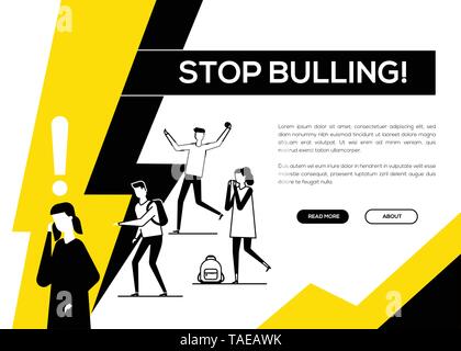 Stop bullying - flat design style web banner Stock Vector