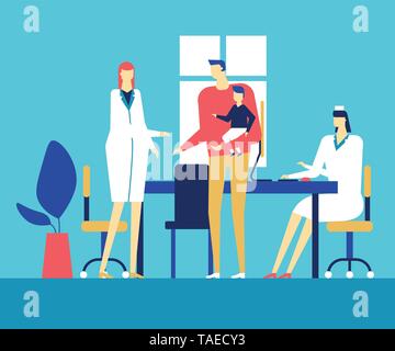 Visiting a doctor - colorful flat design style illustration Stock Vector