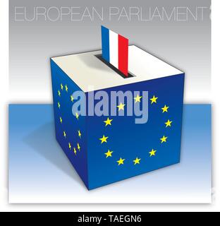 France, voting box, European parliament elections, flag and national symbols, vector illustration Stock Vector