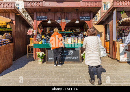The local market in Krakow Old Town Main Square Stock Photo