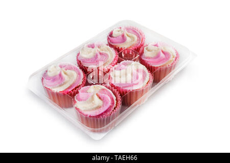 Studio shot of cupcakes isolated on a white background - John Gollop Stock Photo