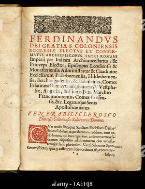 Historisches Kirchenbuch in lateinischer Sprache aus Köln, 1637 Stock Photo