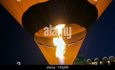 Fire from gas jet burner in hot air balloon Stock Photo