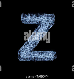 Abstract mesh line and point light alphabet character Z font. Block chain digital link network technology illuminated shape. Big data node base concep Stock Photo