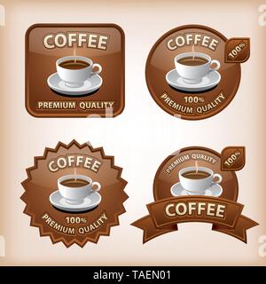 coffee glossy icons Stock Vector