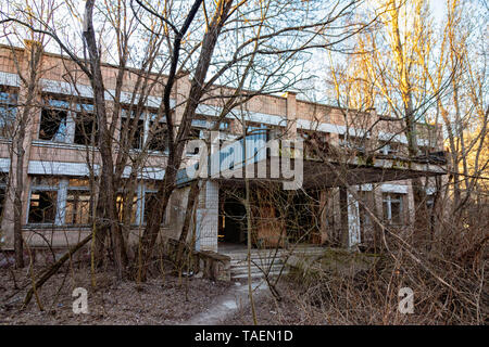 The Number 3 Middle School, Pripyat, Ukraine, inside the Chernobyl Exclusion Zone Stock Photo