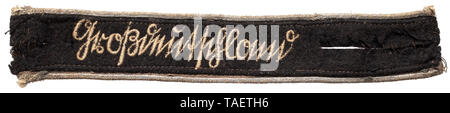 A cuff title 'Großdeutschland' for officers or NCOs 3rd model from October 1940, promoted enlisted man's piece historic, historical, 20th century, Editorial-Use-Only Stock Photo