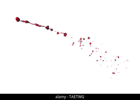 Cherry juice or red wine. Dynamic liquid splash isolated on white background Stock Photo