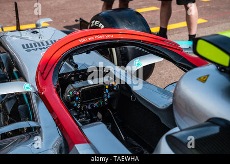 Monte Carlo/Monaco - 24/05/2019 - The red halo on the Mercedes W10 of #77 Valtteri Bottas (FIN) in memory of the late Formula 1 legend Niki Lauda who  Stock Photo