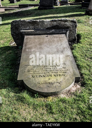 John Kennedy's fallen Gravestone Old Calton Burial Ground Edinburgh Stock Photo