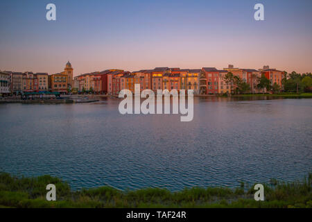 Orlando, Florida. May 21, 2019. Panoramic view of Portofino Bay Hotel, all the charm of Italy in Universal Studios area (3) Stock Photo